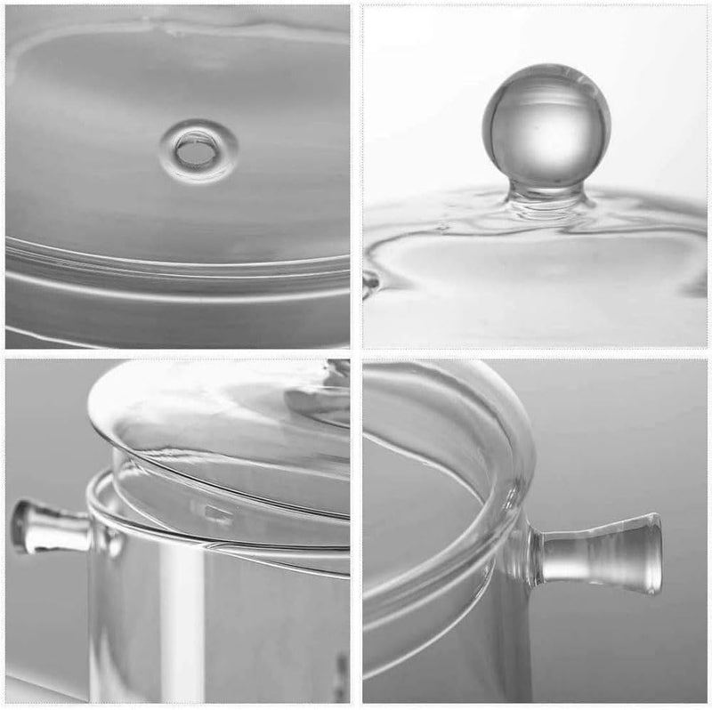yvsay 1.6L/57Fl Oz Glass Saucepan with Cover, Stovetop Cooking Pot with Lid and Handle Simmer Pot Clear Soup Pot with Lid, Soup, Milk, Baby Food - Image 3
